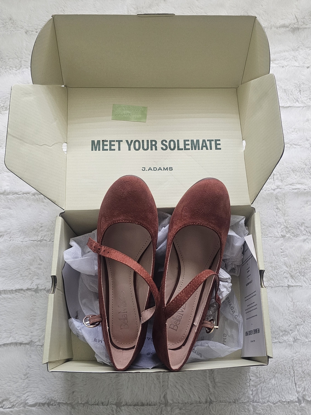 Bella Marie Women's Rust Suede Mary Jane Heels